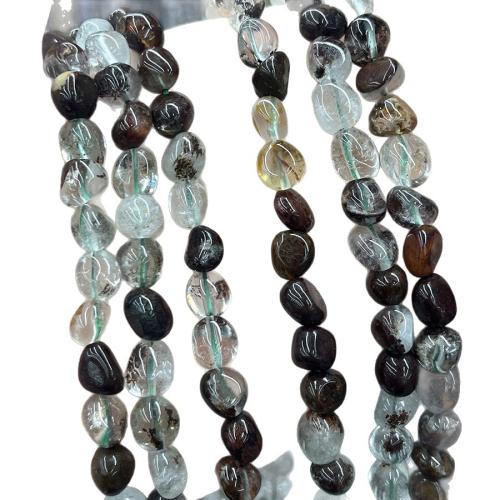 Šperky korálky přírodní křemenné, Zelený Phantom Quartz, DIY, smíšené barvy, 6-9mm, Prodáno za 38 cm Strand