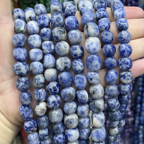 Gemstone Smycken Pärlor, Blå Speckle Stone, DIY, blandade färger, Såld Per 38 cm Strand
