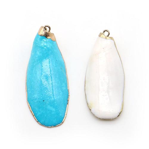 Shell Privjesci, Školjka, s Mesing, Suza, pozlaćen, možete DIY, više boja za izbor, 18x33mm-20x48mm, Prodano By PC