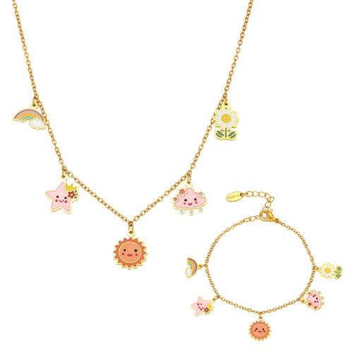 Dětské šperky Set, 304 Stainless Steel, á, módní šperky & pro děti & smalt, zlatý, Prodáno By PC