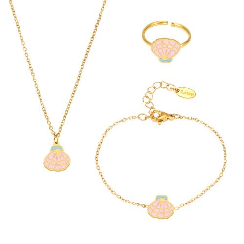 Dětské šperky Set, 304 Stainless Steel, Sukně, á, pro děti & různé styly pro výběr & smalt, zlatý, Prodáno By PC