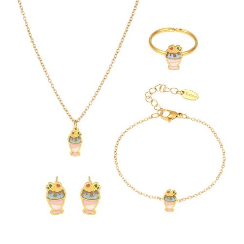 Dětské šperky Set, 304 Stainless Steel, á, pro děti & různé styly pro výběr & smalt, zlatý, Prodáno By PC