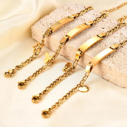 Bijoux bracelet en acier inoxydable, Acier inoxydable 304, Placage de couleur d'or, bijoux de mode & motif laser, plus de couleurs à choisir, Vendu par PC