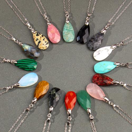 Collier bijoux de pierre gemme, avec alliage de zinc, bijoux de mode & différents matériaux pour le choix & unisexe, Vendu par PC