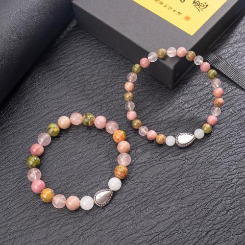 Bracelets de pierres précieuses, pierre gemme, avec fil élastique & alliage de zinc, fait à la main, bijoux de mode & normes différentes pour le choix & pour femme, Vendu par PC