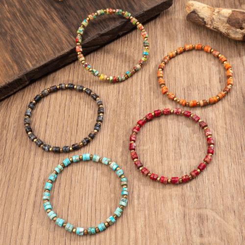 Bracelets de pierres précieuses, Pierre naturelle, avec fil élastique & Acier inoxydable 304, Placage de couleur d'or, bijoux de mode & unisexe, plus de couleurs à choisir, Vendu par PC