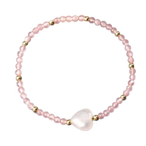 Kwarts armbanden, Rozenkwarts, met Elastische draad & Bergkristal, handgemaakt, mode sieraden & voor vrouw, Verkocht door PC