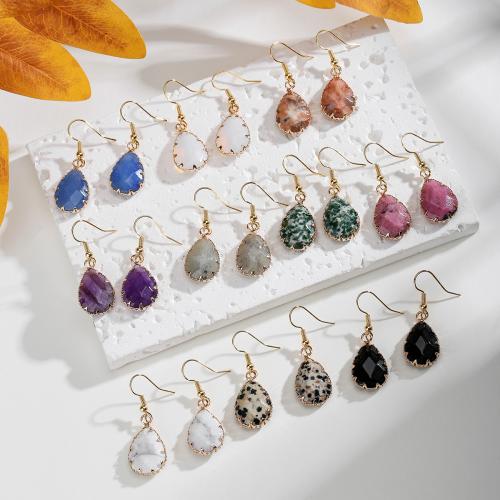 Boucles d'oreilles en pierres précieuses, pierre gemme, avec Acier inoxydable 304, larme, bijoux de mode & différents matériaux pour le choix & pour femme, Vendu par paire