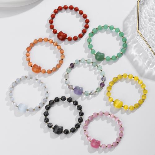 Bracelets de pierres précieuses, pierre gemme, avec fil élastique & Acier inoxydable 304, bijoux de mode & différents matériaux pour le choix & unisexe, Vendu par PC