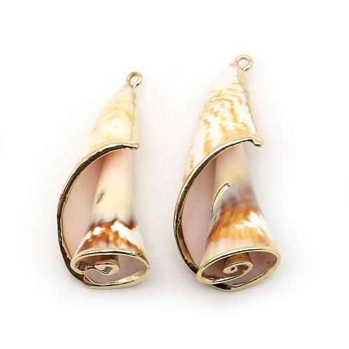 Colgantes de Nácar, con metal, Concha, chapado, Bricolaje, color mixto, 19x49mm-20x44mm, Vendido por UD
