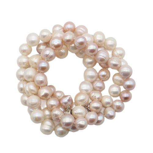 Naturliga sötvatten pärlband, Freshwater Pearl, med 304 rostfritt stål, Rund, mode smycken, fler färger för val, 10-11mm, Såld Per 41 cm Strand