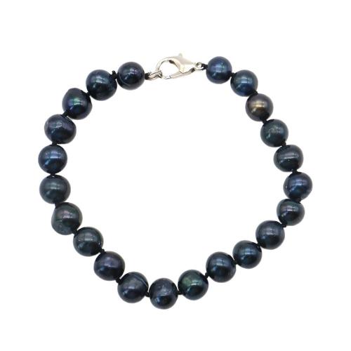 Bracelet en perles de culture d'eau douce, perle d'eau douce cultivée, avec Acier inoxydable 304, Baroque, bijoux de mode, couleurs mélangées, 8-9mm, Longueur 18 cm, Vendu par PC