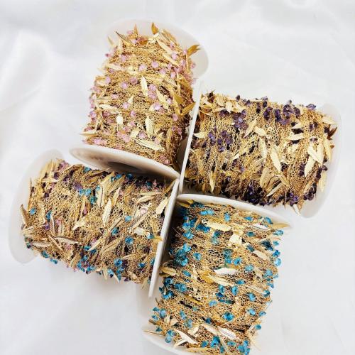 Mässing Dekorativa Chain, guldfärg pläterade, DIY & micro bana cubic zirconia, fler färger för val, 110x90x50mm, Säljs av m