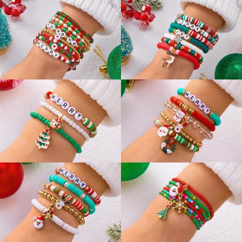 Vánoční prázdniny náramek, Zinek, s Seedbead & Krystal, barva pozlacený, Vánoční design & smalt & s drahokamu, více barev na výběr, Prodáno By nastavit
