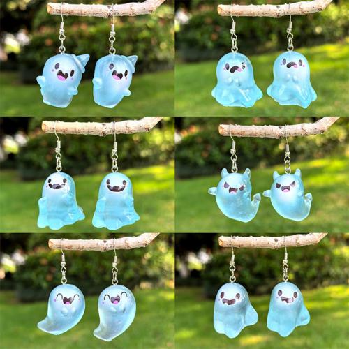 Zinklegierung Tropfen Ohrring, mit Harz, goldfarben plattiert, Design für Halloween & glänzend, keine, verkauft von Paar