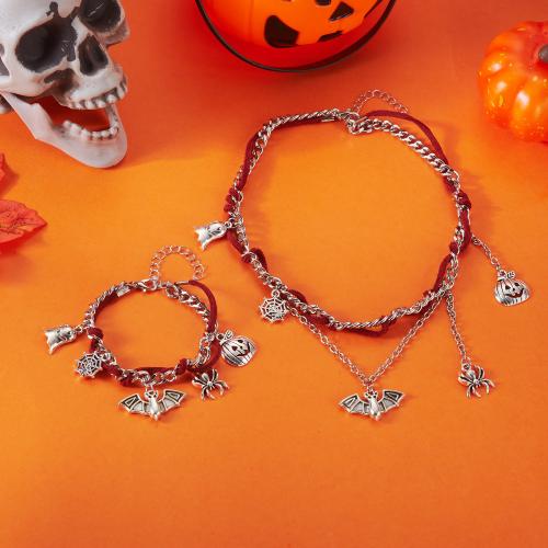 Zinklegierung Mode Schmuckset, Armband & Halskette, goldfarben plattiert, Design für Halloween, keine, verkauft von PC