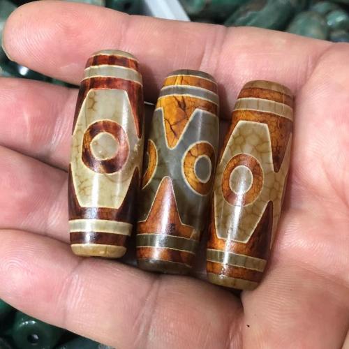 Naturliga tibetanska agat Dzi Pärlor, Smörja, DIY & olika mönster för val, 40x14mm, Säljs av PC