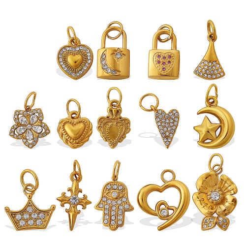 Nerezová ocel Šperky Přívěsky, 304 Stainless Steel, DIY & různé styly pro výběr & s drahokamu, zlatý, Prodáno By PC