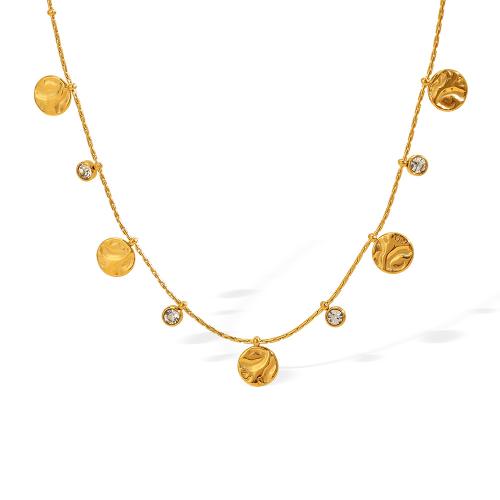 Nerezová ocel šperky náhrdelník, 304 Stainless Steel, módní šperky & pro ženy & s drahokamu, zlatý, Prodáno By PC