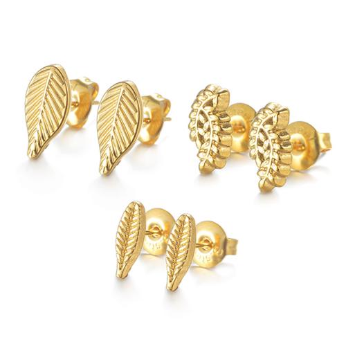 Nerezová ocel náušnice, 304 Stainless Steel, módní šperky & různé styly pro výběr & pro ženy, zlatý, Prodáno By Pair