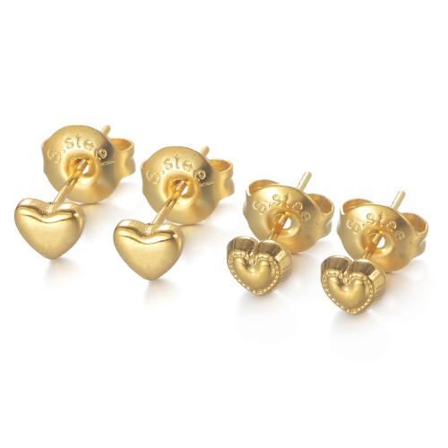 Nerezová ocel náušnice, 304 Stainless Steel, Srdce, módní šperky & různé styly pro výběr & pro ženy, zlatý, Prodáno By Pair