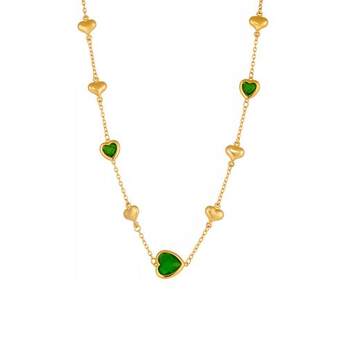 Stainless Steel smycken halsband, 304 rostfritt stål, med Glassten, plated, mode smycken & för kvinna, fler färger för val, Säljs av PC