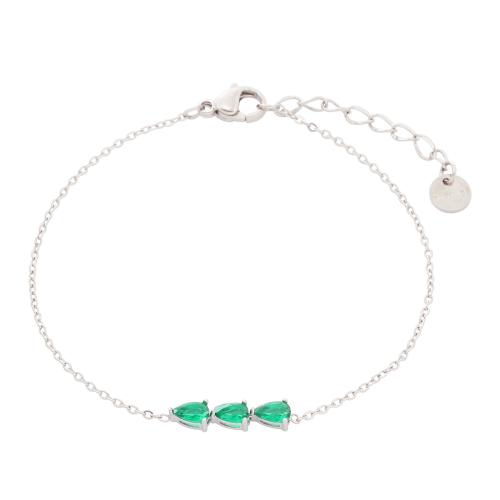 Bijoux bracelet en acier inoxydable, Acier inoxydable 304, avec zircon cubique, Placage, bijoux de mode & pour femme, plus de couleurs à choisir, Vendu par PC