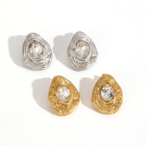 Nerezová ocel náušnice, 304 Stainless Steel, módní šperky & micro vydláždit kubické zirkony, více barev na výběr, Prodáno By Pair