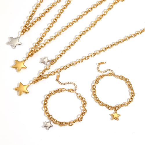 Stainless Steel smycken Ställer, armband & halsband, 304 rostfritt stål, Star, plated, mode smycken, fler färger för val, Säljs av PC