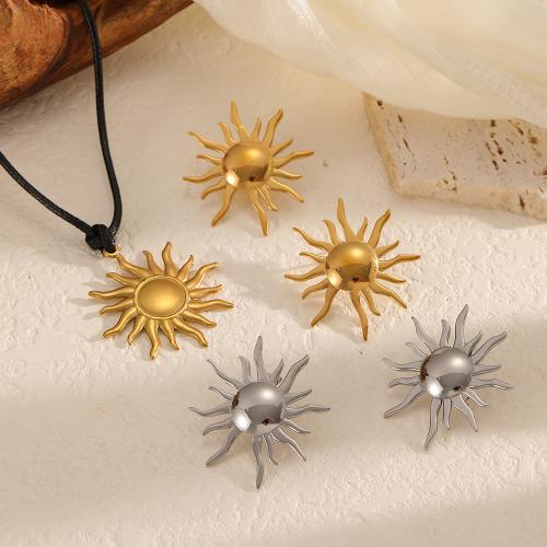 Stainless Steel smycken Ställer, Stud Örhänge & halsband, 304 rostfritt stål, Sol, plated, mode smycken, fler färger för val, Säljs av Par