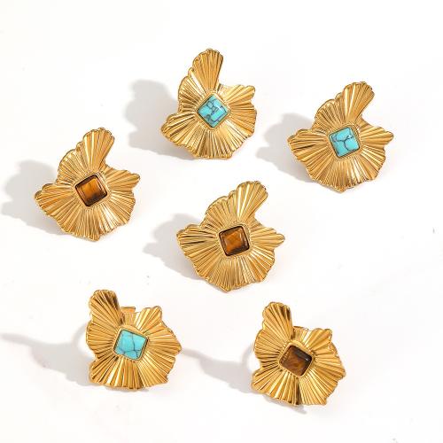 Edelstein Schmucksets, Stud Ohrring & Fingerring, 304 Edelstahl, mit Edelstein, plattiert, Modeschmuck, keine, verkauft von PC