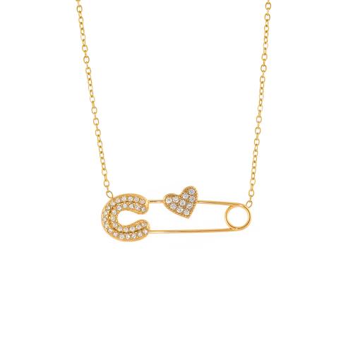 Nerezová ocel šperky náhrdelník, 304 Stainless Steel, různé styly pro výběr & micro vydláždit kubické zirkony & pro ženy, Prodáno By PC