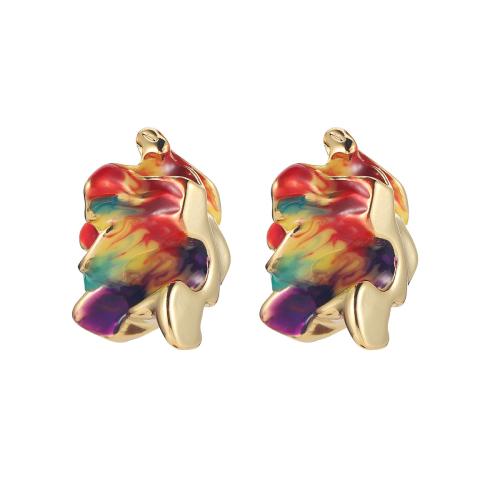 Goujon Laiton, avec perle de plastique, Placage, styles différents pour le choix & pour femme & émail, doré, Vendu par paire