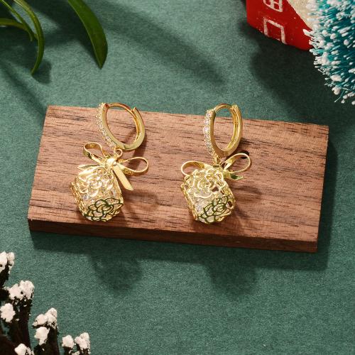 Boucles d'oreilles pendantes en laiton, avec zircon cubique, Placage, styles différents pour le choix & pour femme & émail, Vendu par paire
