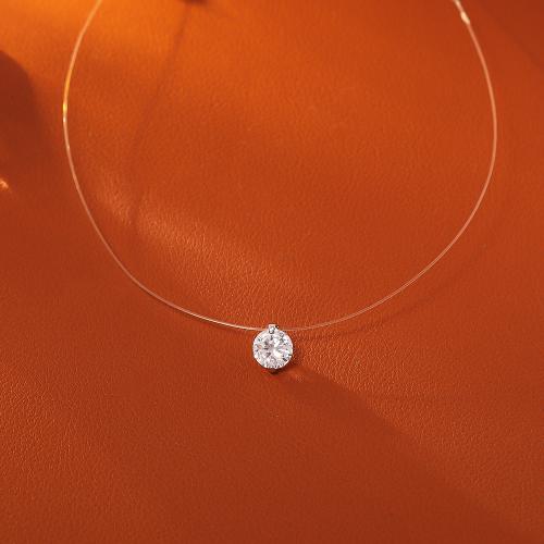 Collier bijoux de mode, Fil de pêche, avec Moissanite, pour femme, Longueur 50 cm, Vendu par PC