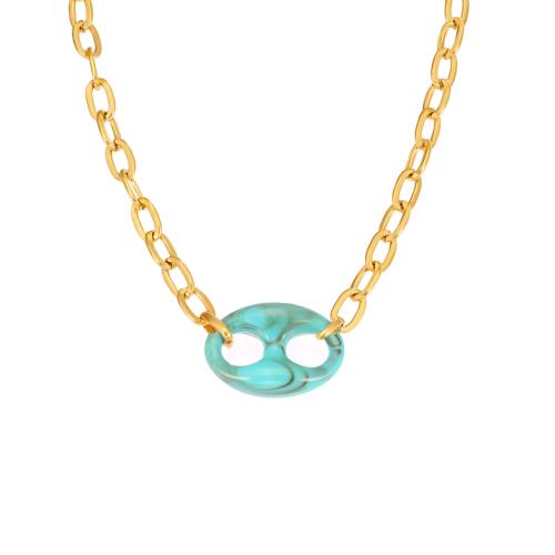 Nerezová ocel šperky náhrdelník, 304 Stainless Steel, s Pryskyřice, módní šperky & pro ženy, více barev na výběr, Prodáno By PC