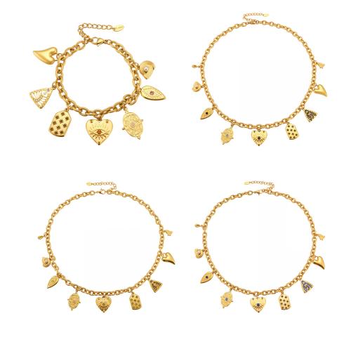 Cubic Zirconia Stainless Steel smycken, 304 rostfritt stål, med Plast Pearl, plated, olika stilar för val & micro bana cubic zirconia & för kvinna & emalj, Säljs av PC