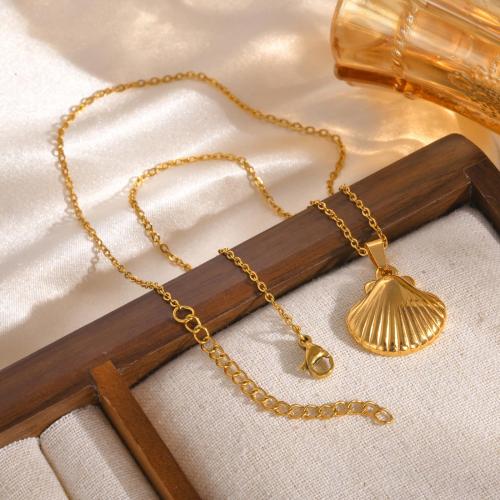 Nerezová ocel šperky náhrdelník, 304 Stainless Steel, Skořápka, módní šperky & pro ženy, zlatý, Prodáno By PC