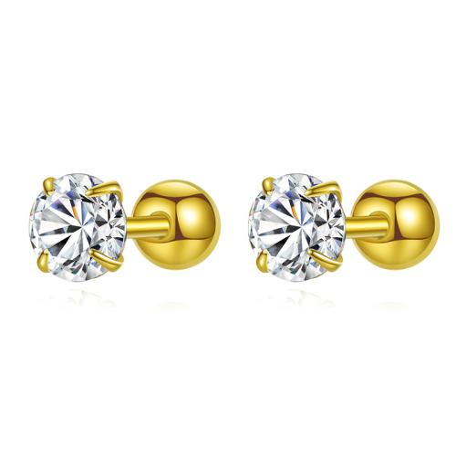 925 Sterling Silver Stud Earring, för kvinna & med cubic zirconia, fler färger för val, Säljs av Par