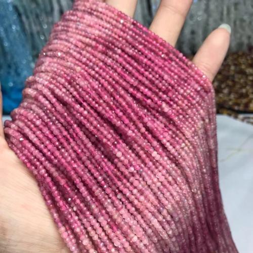 Gemstone Smycken Pärlor, Turmalin, DIY & fasetterad, rosa, 2x3mm, Såld Per Ca 35-40 cm Strand