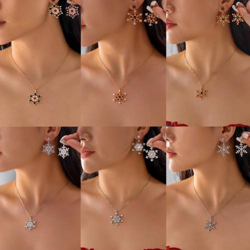 Zinc Alloy Jewelry Sets gold color plated Christmas Design & with rhinestone Sold By Set