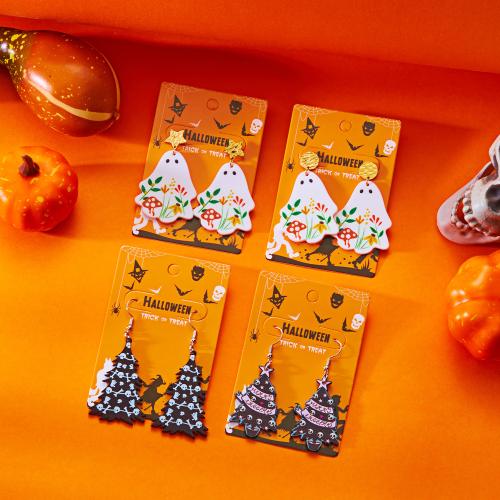 Zinklegierung Tropfen Ohrring, mit Acryl, goldfarben plattiert, Design für Halloween, keine, verkauft von Paar