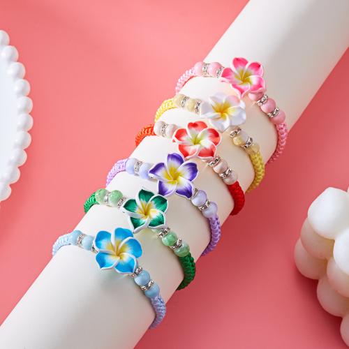 Bijoux bracelets de mode, corde de cire, avec argile de polymère & alliage de zinc, Placage de couleur d'or, bijoux de mode, plus de couleurs à choisir, Vendu par PC