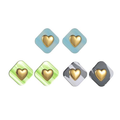 Brincos de garanhão de aço inoxidável, Aço inoxidável 304, with acrilico, banhado, joias de moda & para mulher, Mais cores pare escolha, vendido por par