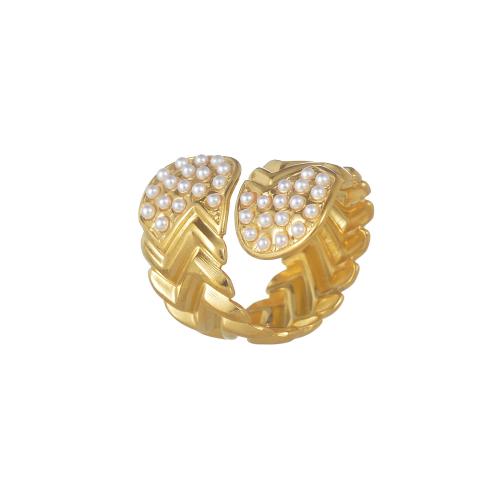 Cubic Zirconia nerezové prst prsten, 304 Stainless Steel, s Plastové Pearl, á, různé materiály pro výběr & micro vydláždit kubické zirkony & pro ženy, více barev na výběr, Prodáno By PC