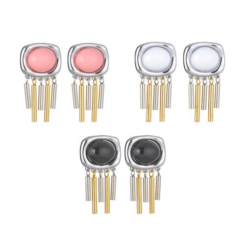 Fashion Fringe Kolczyki, Stal nierdzewna 304, ze żywica, Powlekane, biżuteria moda & dla kobiety, dostępnych więcej kolorów, sprzedane przez para