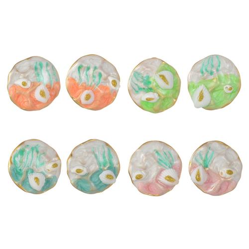 Brincos de garanhão de aço inoxidável, Aço inoxidável 304, with concha, cromado de cor dourada, joias de moda & para mulher & esmalte, Mais cores pare escolha, vendido por par