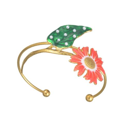 304 Stainless Steel Ranneke rannerengas, kanssa Muovi Pearl, päällystetty, eri tyylejä valinta & naiselle & emali, kultainen, Myymät PC