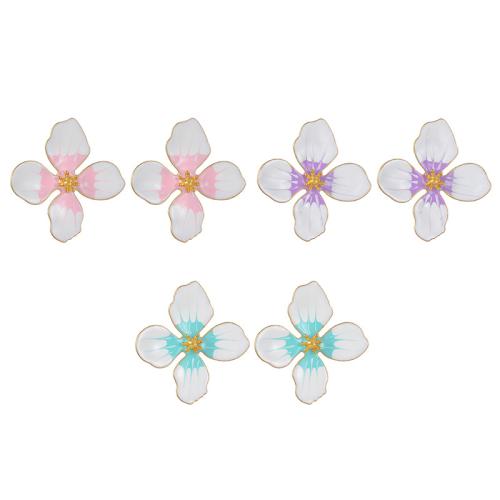Brincos de garanhão de aço inoxidável, Aço inoxidável 304, Flor, cromado de cor dourada, joias de moda & para mulher & esmalte, Mais cores pare escolha, vendido por par