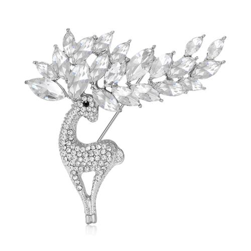 Drahokamu Brož, Zinek, Jelen, á, módní šperky & s drahokamu, smíšené barvy, Prodáno By PC